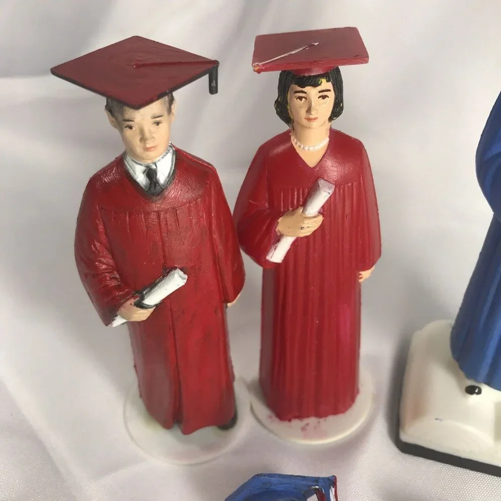 Vintage Graduation Cake Cupcake Toppers Highschool College Students Boy And Girl